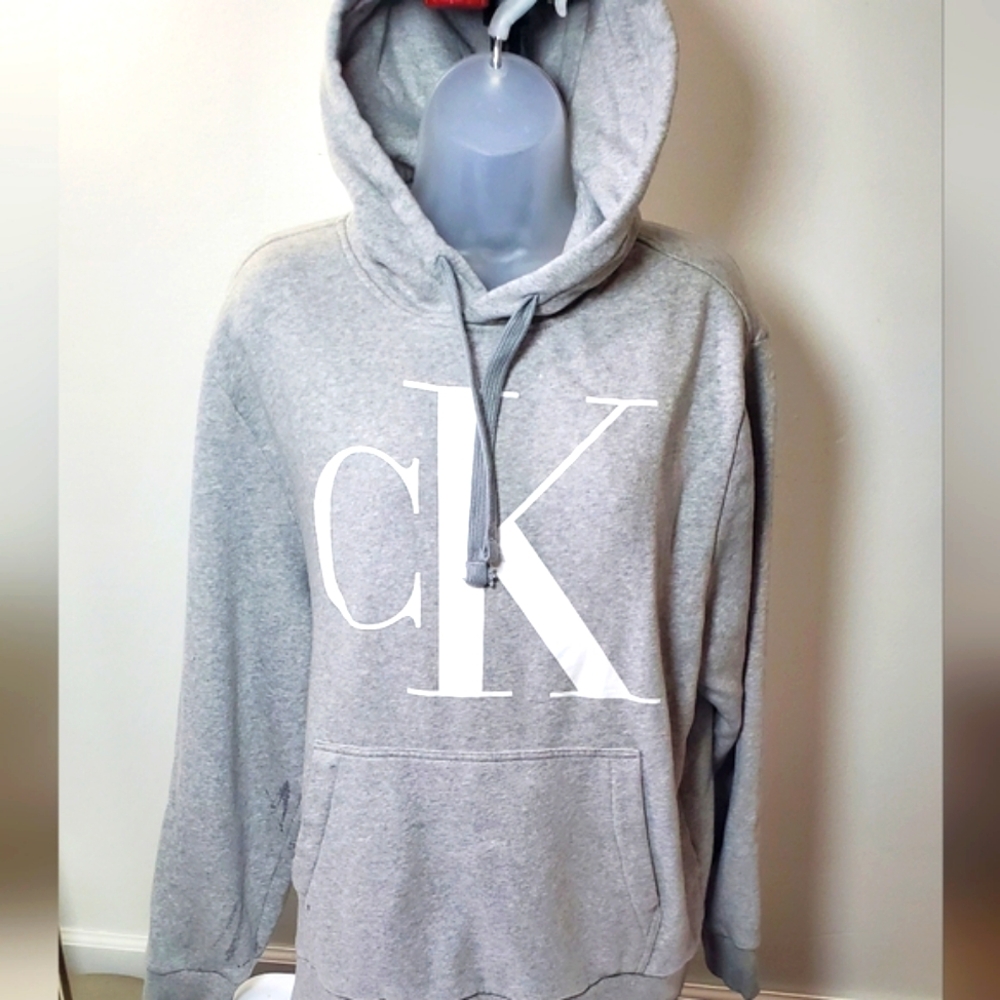 Calvin Klein Light Gray Zip-Up Sweater L